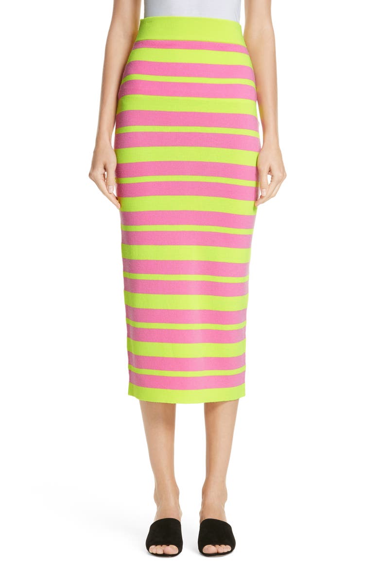 Stripe Knit Maxi Skirt, Main, color, LIME AND PINK COMBO