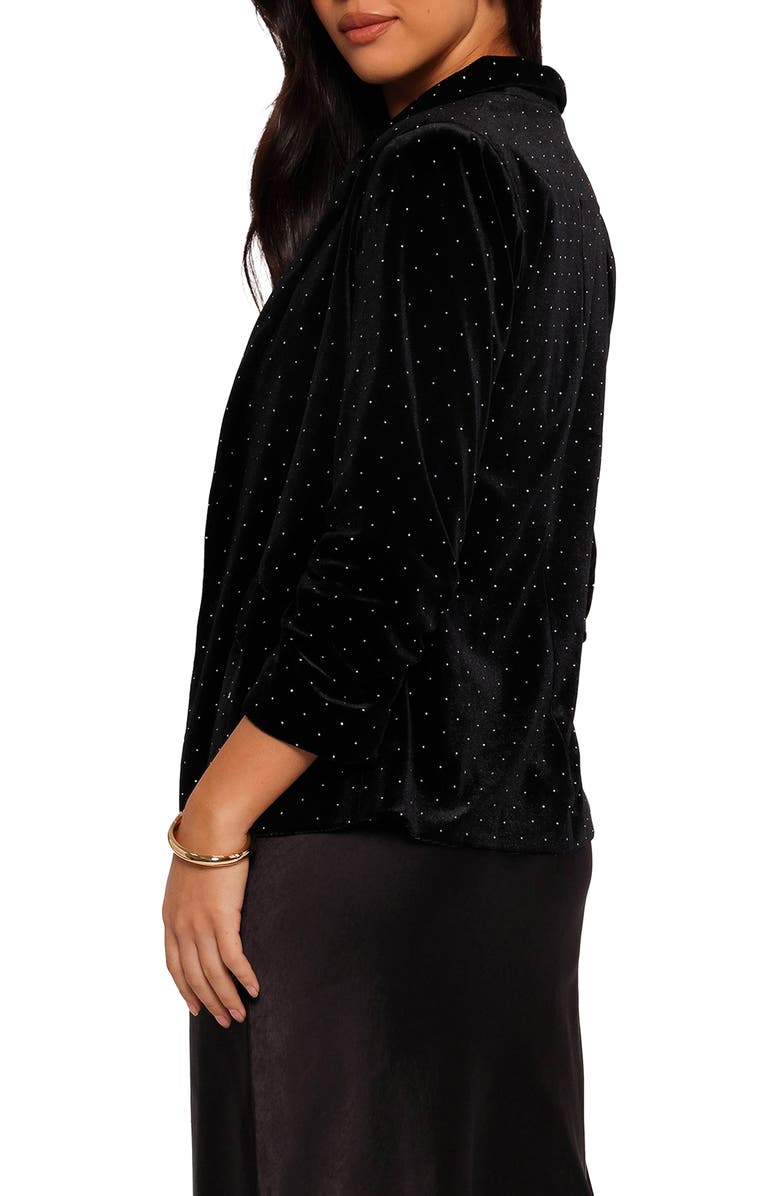 Petal & Pup Inka Rhinestone Velvet Blazer, Alternate, color, Black