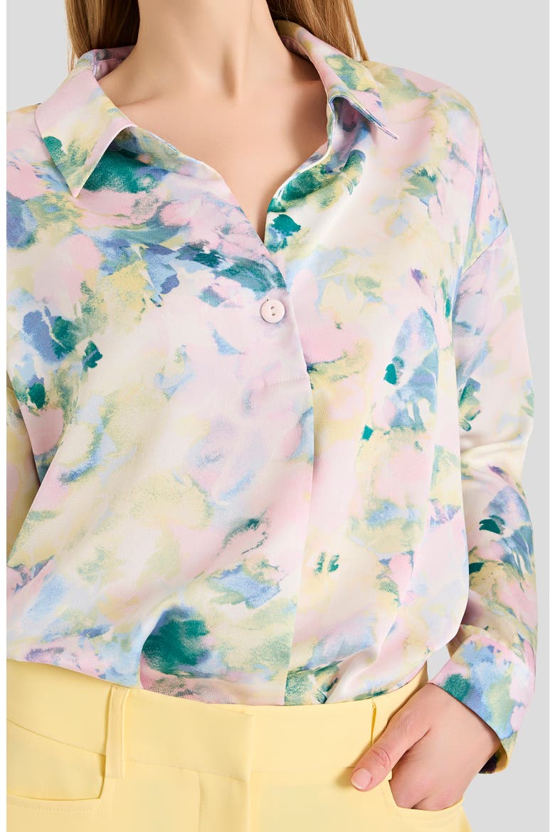 Watercolor Floral Print Shirt, Alternate, color, BLUSH BUTTERCUP