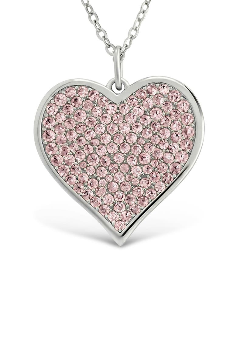 14k Gold Plated Cubic Zirconia Heart Pendant Necklace, Main, color, SILVER