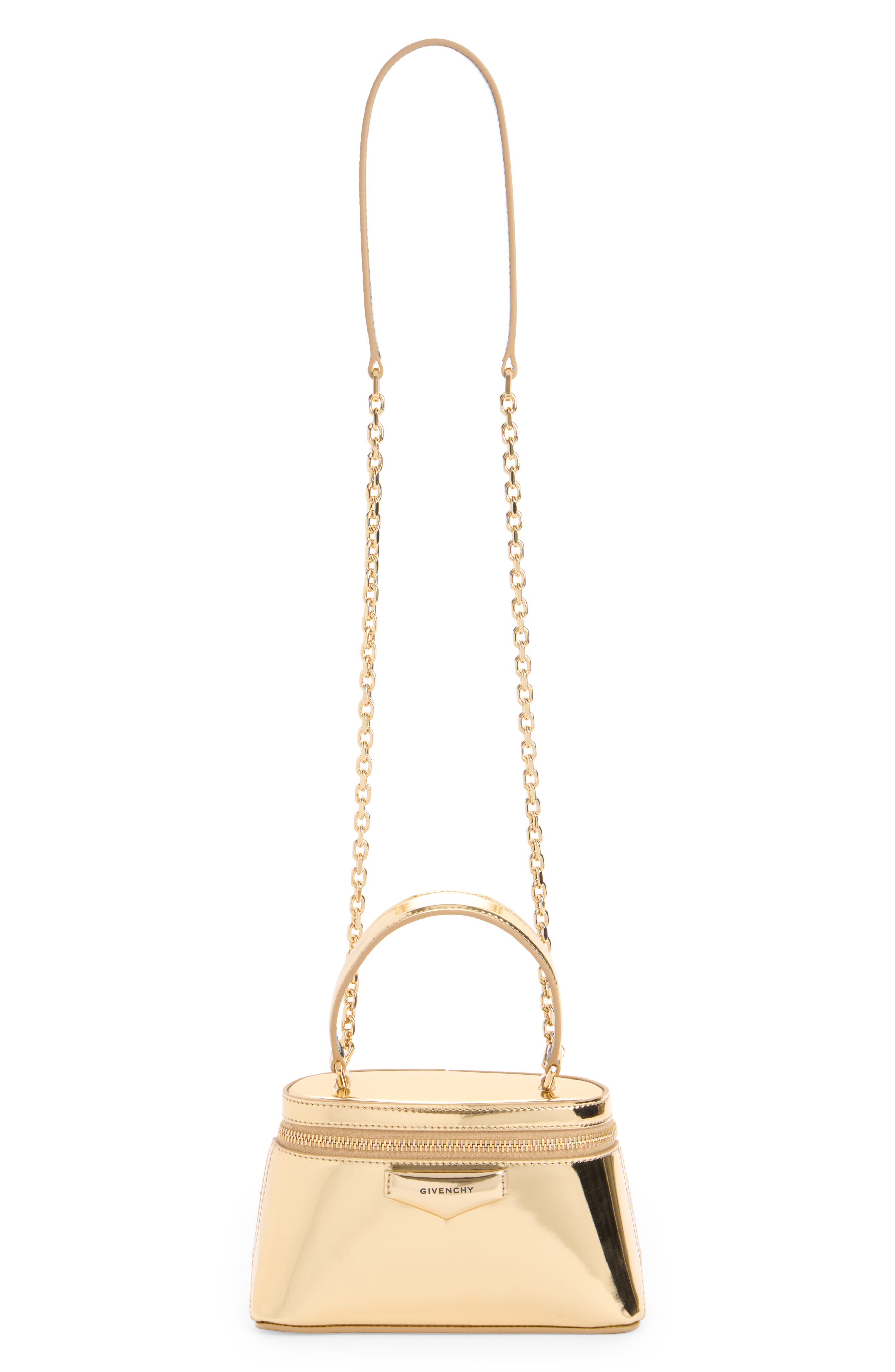 Antigona Metallic Leather Vanity Bag, Alternate, color, GOLDEN