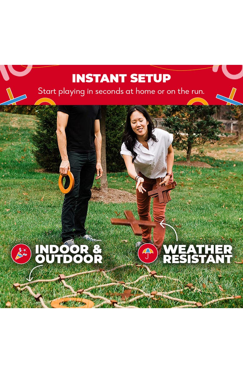 Swooc Games Premium Giant Wooden Tic Tac Toe Game, Alternate, color, Brown