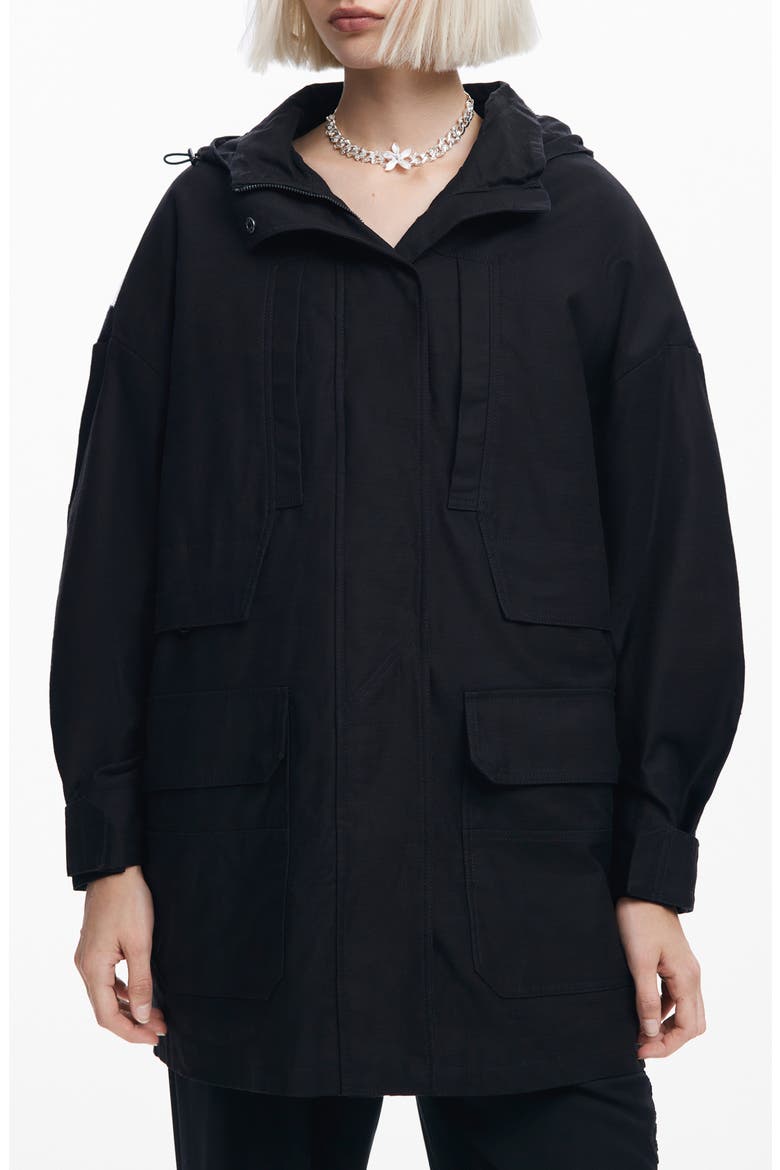 Floral Padded Coat, Main, color, BLACK