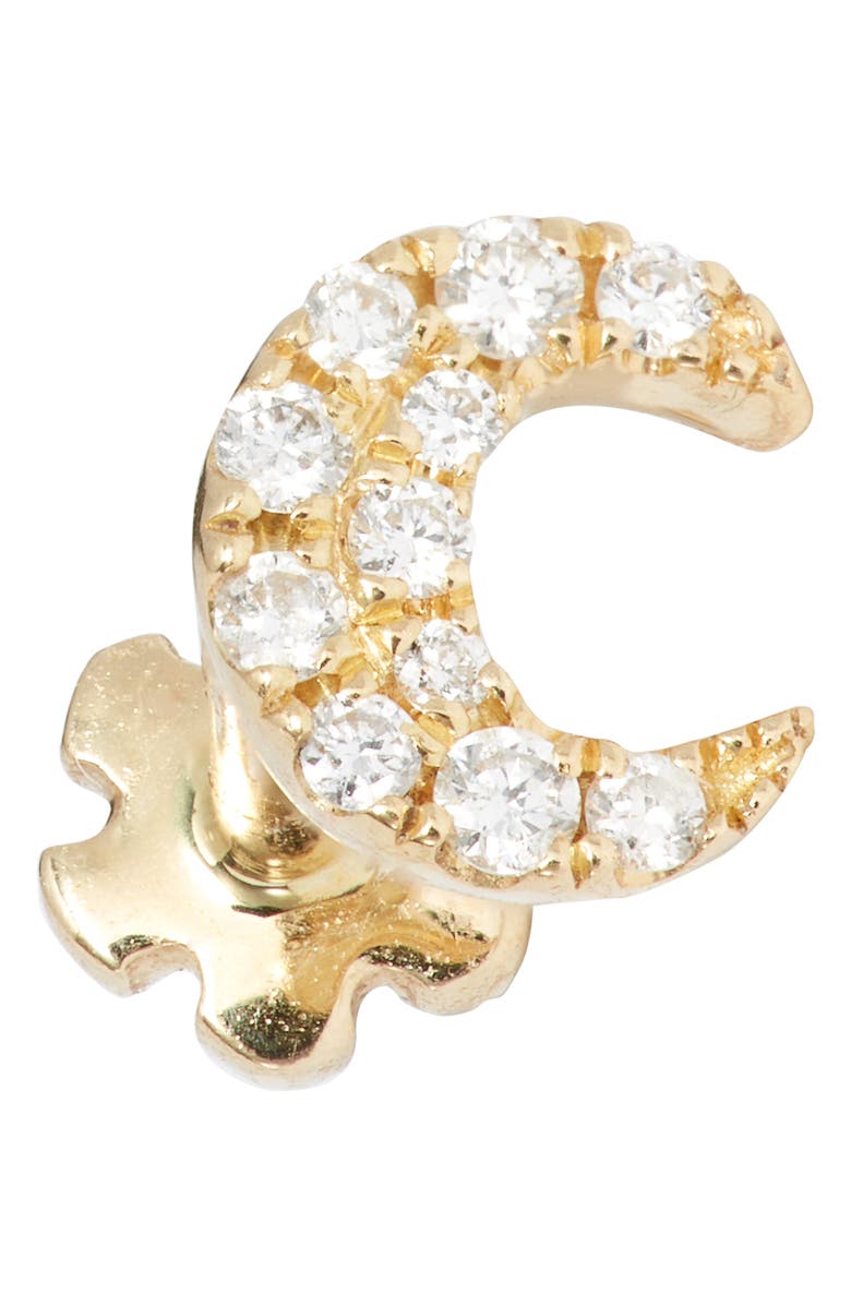 Maria Tash Small Diamond Moon Threaded Stud Earring, Alternate, color, 