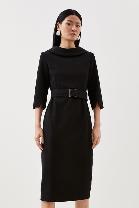 Petite Roll Neck Pencil Midi Dress