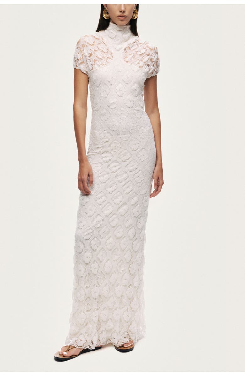 Nocturne High-Neck Lace Maxi Dress, Main, color, Ivory