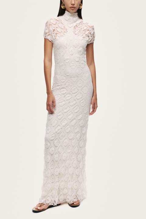 High-Neck Lace Maxi Dress