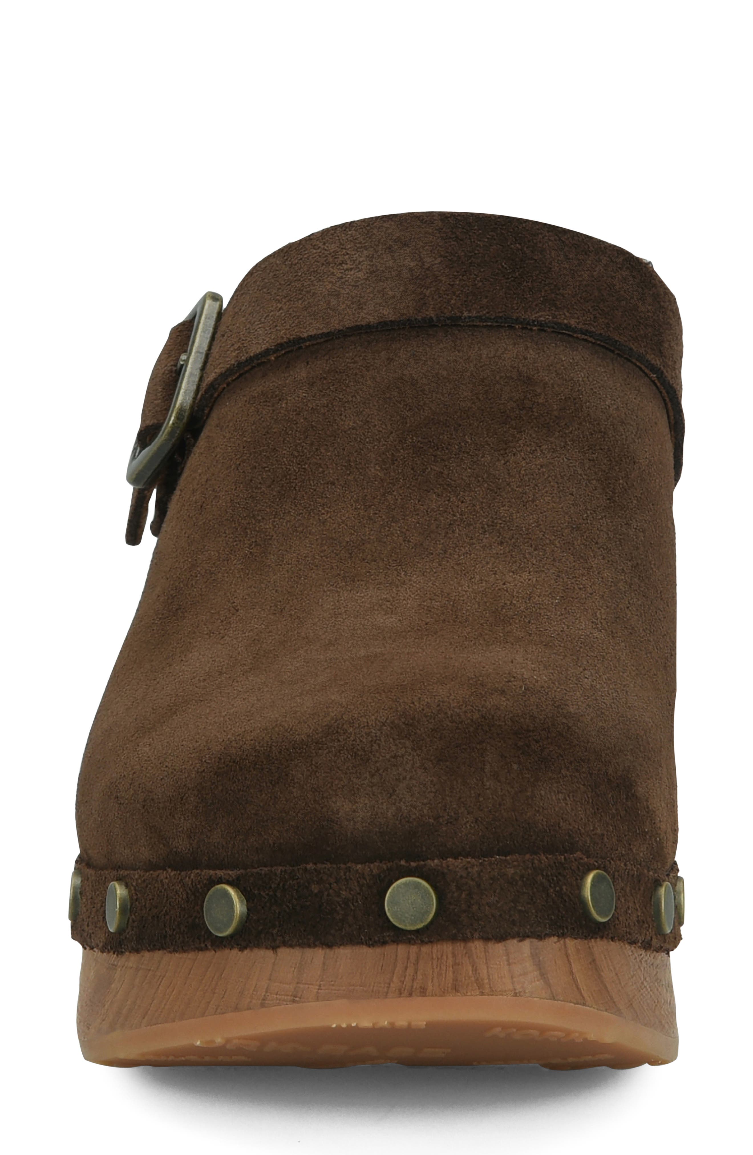 Tess Studded Clog, Alternate, color, DARK BROWN SUEDE