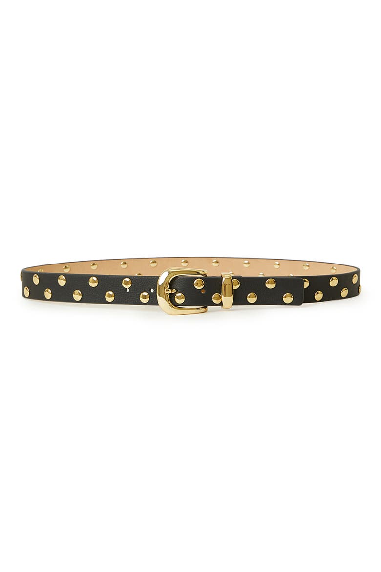 Juniper Studded Leather Belt, Main, color, BLACK GOLD