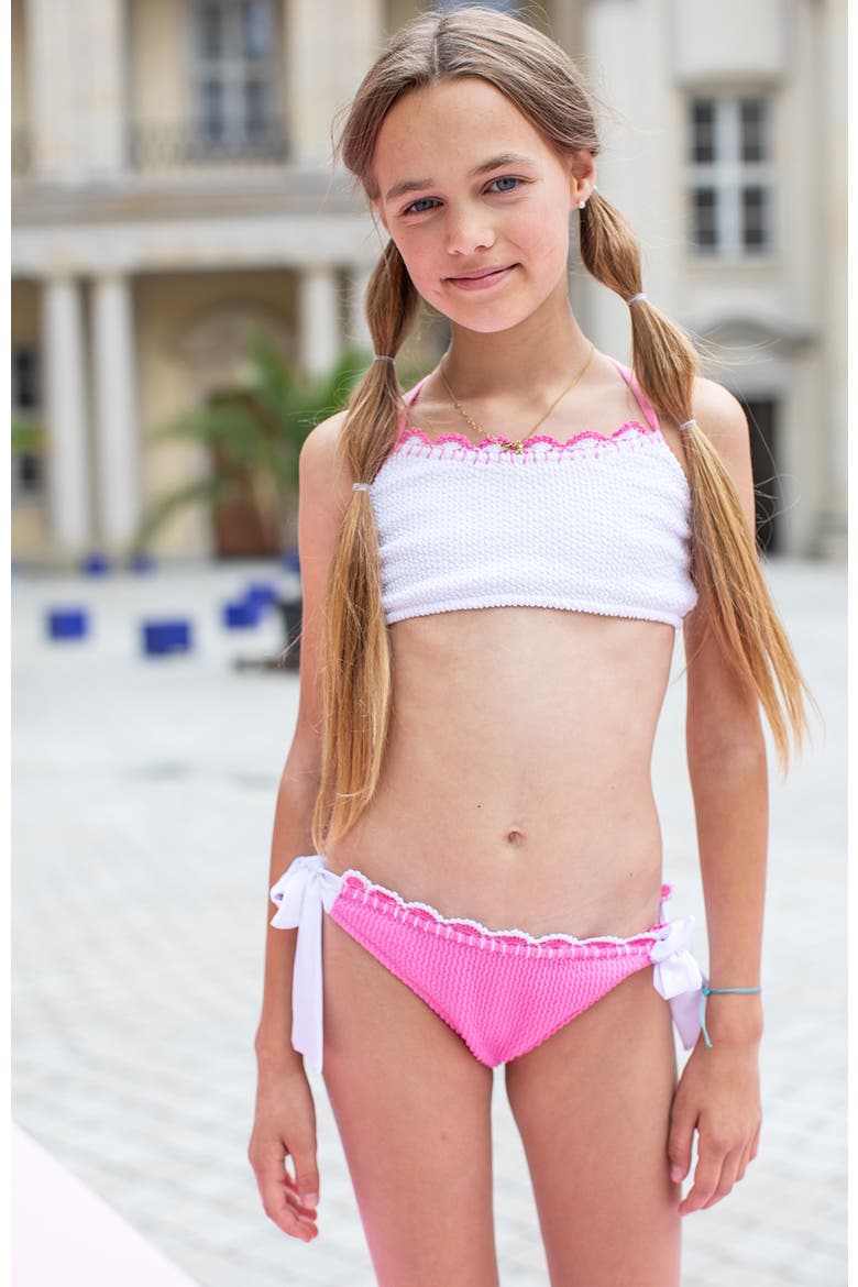 Textured Embroidery Edging Two Piece Bikini, Alternate, color, White