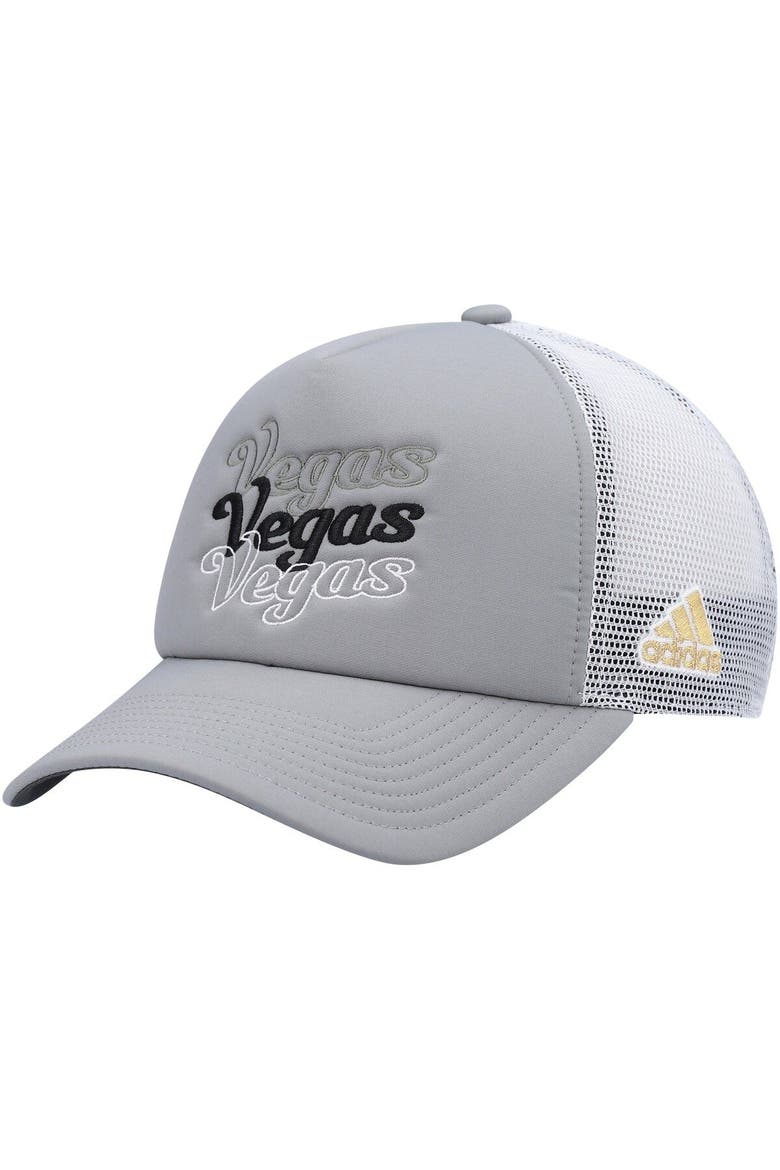 Women's adidas Gray/White Vegas Golden Knights Foam Trucker Snapback Hat, Main, color, Gray