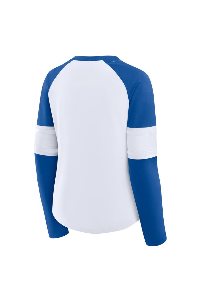 Women's Fanatics White/Royal Indianapolis Colts Redzone Blitz Package Raglan Lace-Up V-Neck Long Sleeve T-Shirt, Alternate, color, White