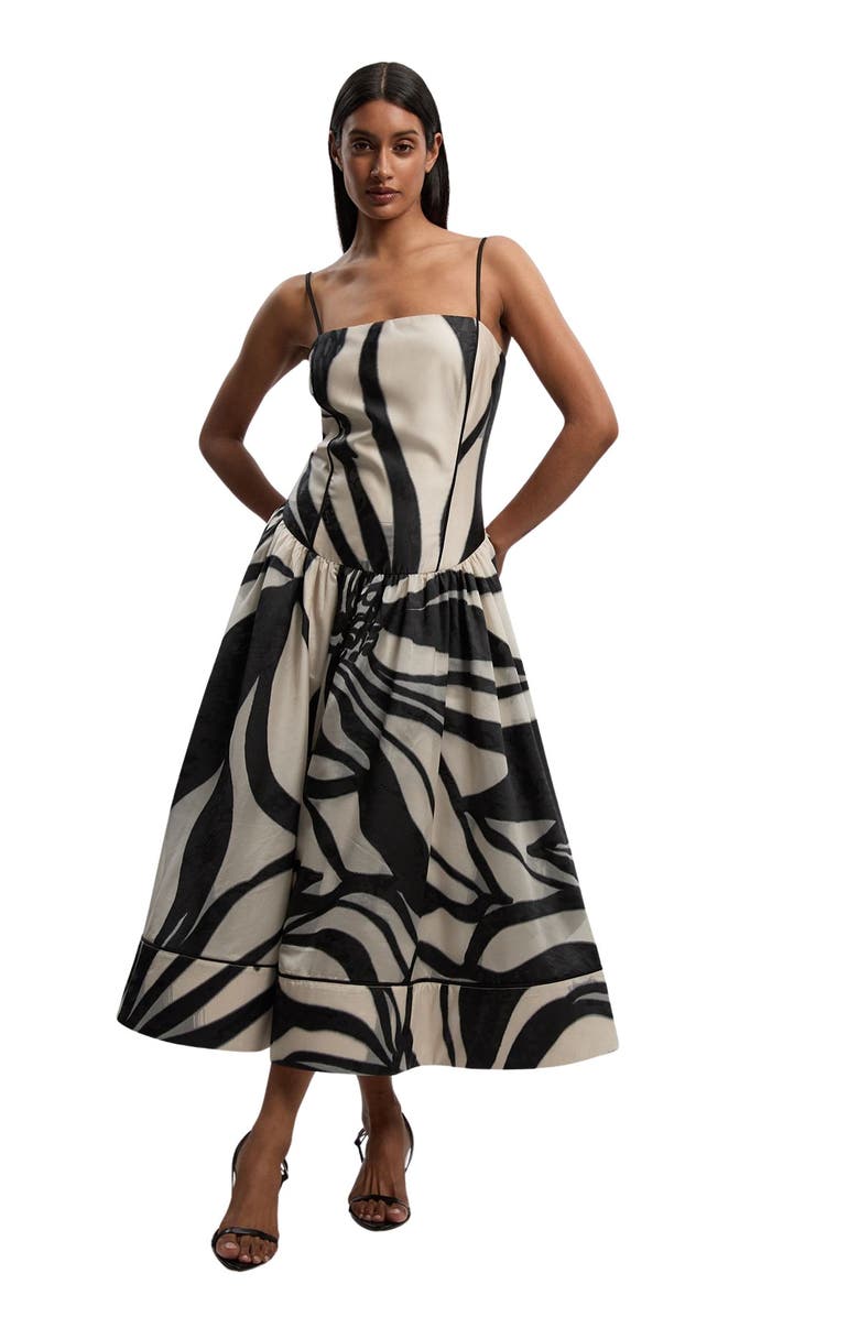 Karen Millen Floral Jacquard Maxi Prom Dress, Main, color, Mono