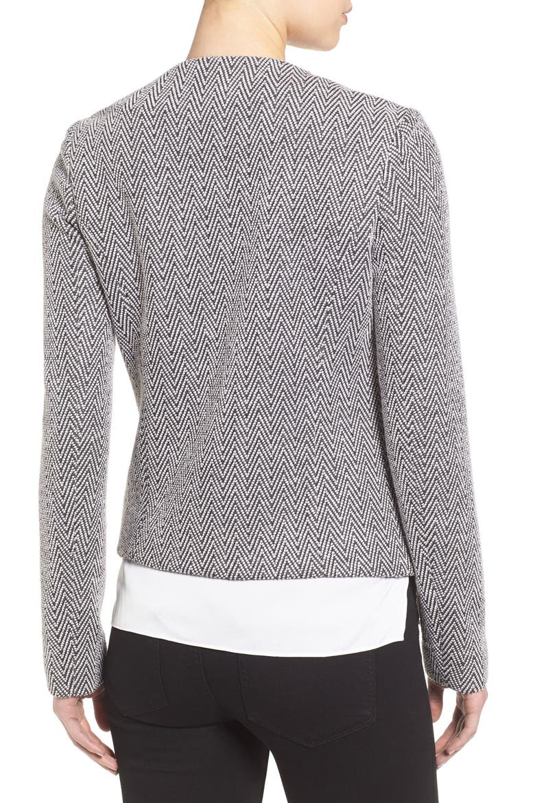 Cascade Front Jacket, Alternate, color, BLACK- IVORY CHEVRON
