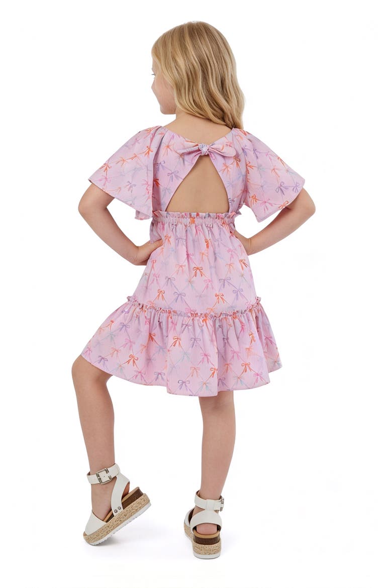Kids' Flutter Sleeve Dress, Alternate, color, PINK BOWS