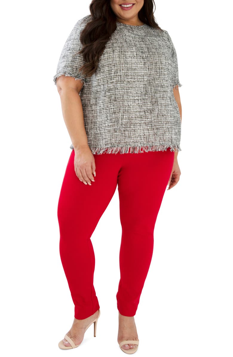 Marée Pour Toi Tweed Fringe Hem Top, Alternate, color,