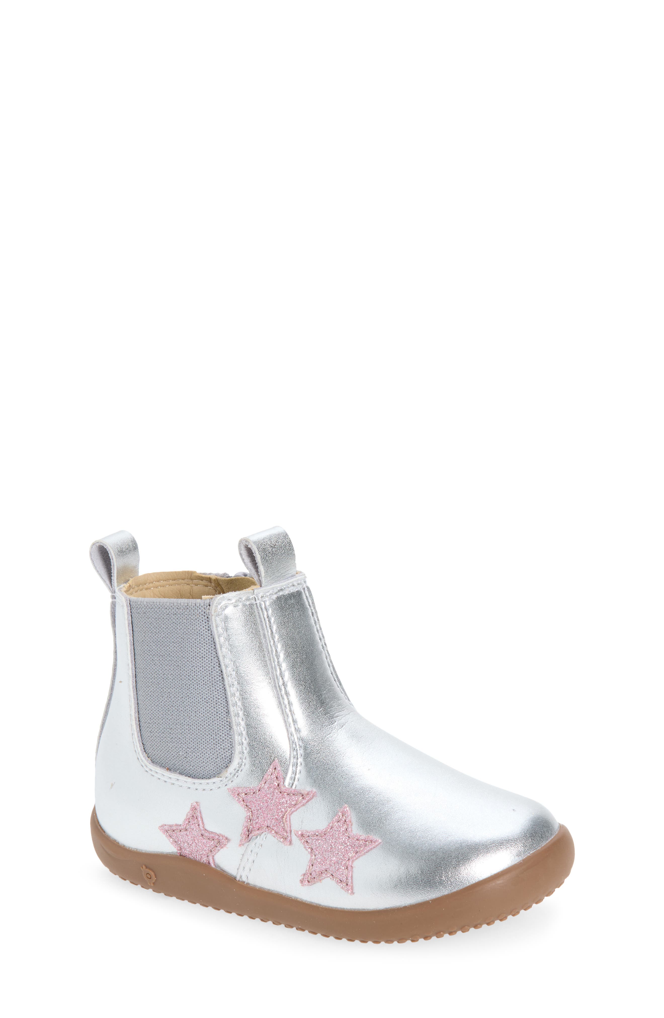 Kids' Podium Leather Boot, Main, color, SILVER / GLAM PINK