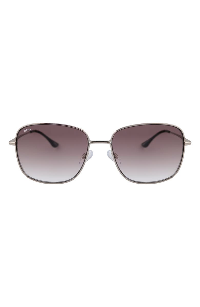 OTRA Lottie 46mm Square Sunglasses, Main, color, Silver/ Smoke Fade