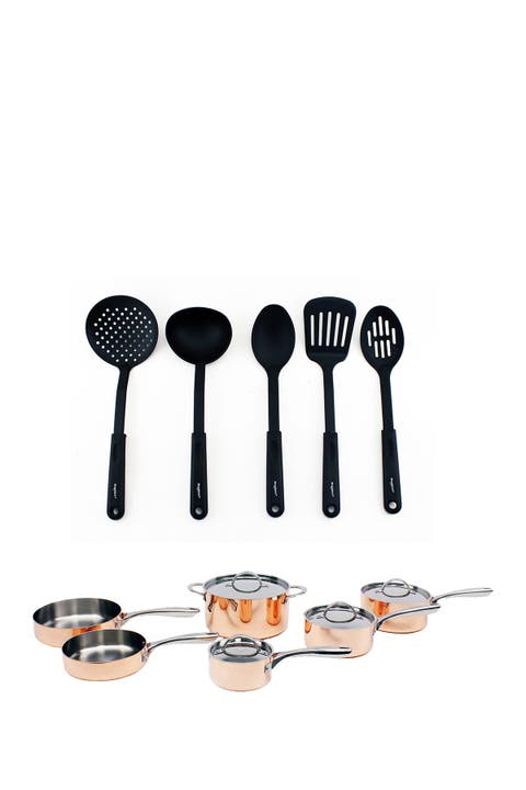 Vintage Style 15-Piece Copper Cookware & Utensils Set