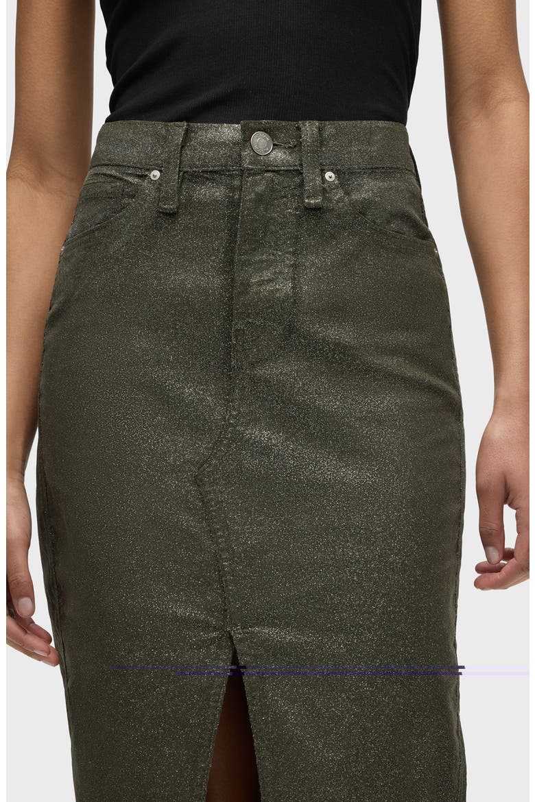 Reconstructed Stretch Cotton Denim Midi Skirt, Alternate, color, CYPRESS GLITTER