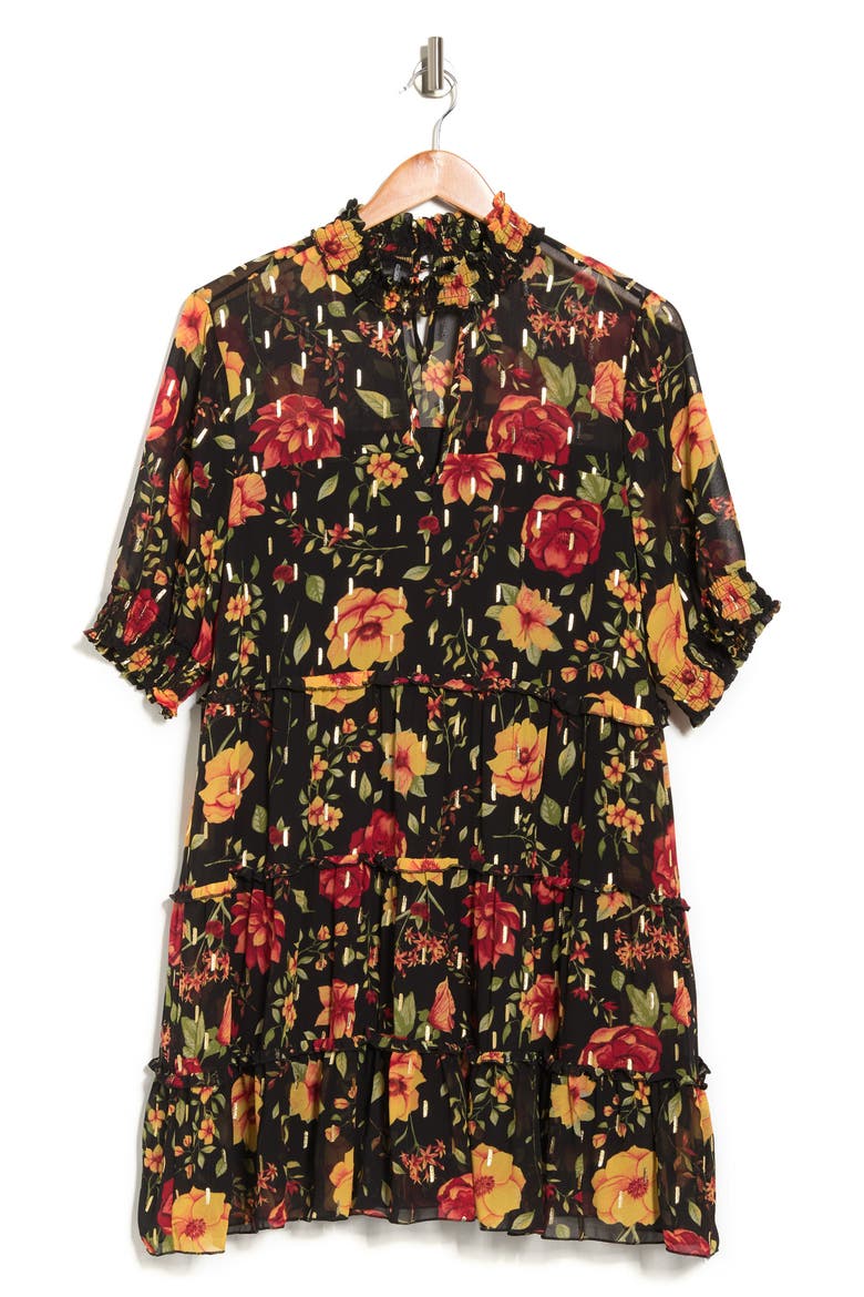 Marion Smock Neck Babydoll Dress, Alternate, color, PAST MIDNIGHT