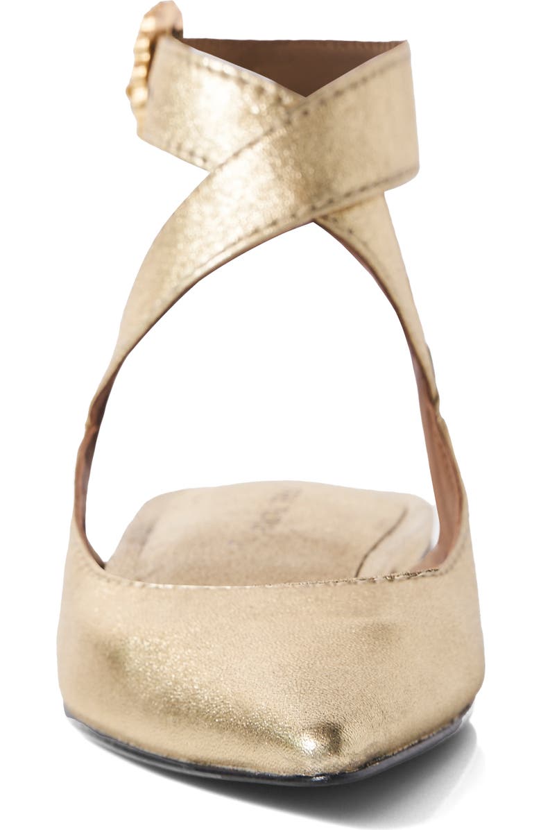 Free People Parisa Ankle Strap Pointed Toe Flat, Alternate, color, Champagne Metallic