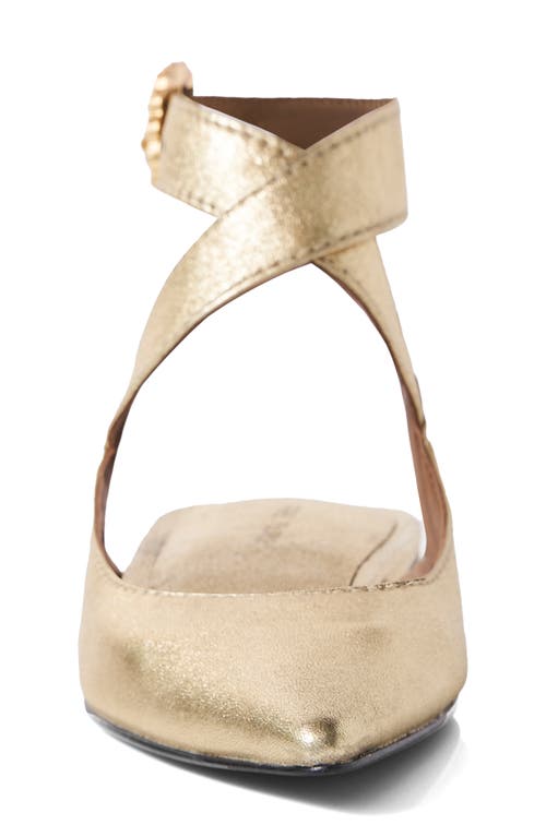 Free People Parisa Ankle Strap Pointed Toe Flat In Champagne Metallic