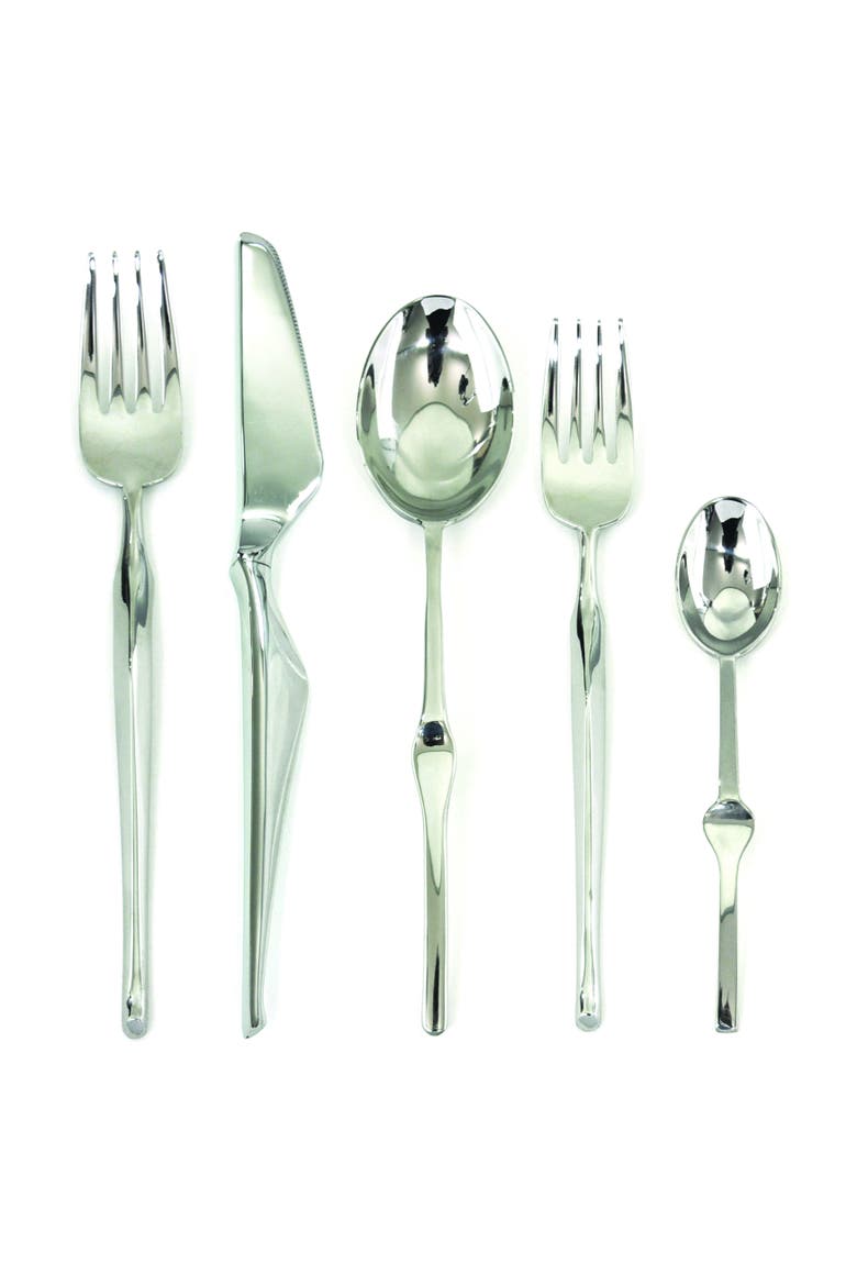 Ergonomica Flatware Set with H/H Knives - 5 Pieces, Main, color, Silver
