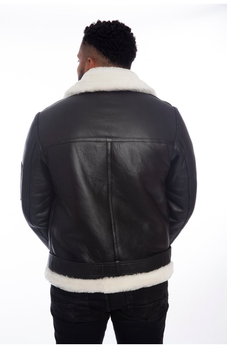 Furniq UK Sheepskin Pilot Jacket, Alternate, color, Silky Black
