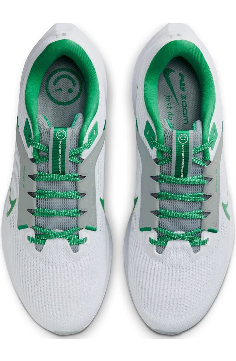 Nike Unisex Nike White Norfolk State Spartans Zoom Pegasus 40 Running Shoe, Alternate, color,