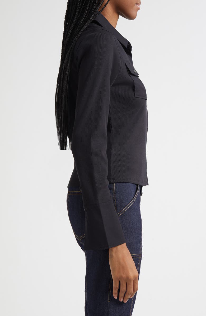 Cinq à Sept Lyric Button-Up Knit Shirt, Alternate, color, Black/ Black