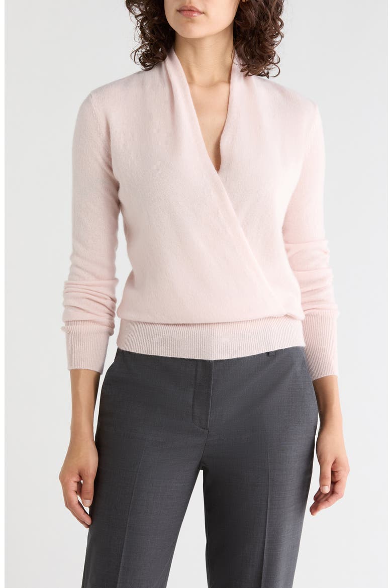 Cashmere Faux Wrap Sweater, Main, color, LIGHT PINK