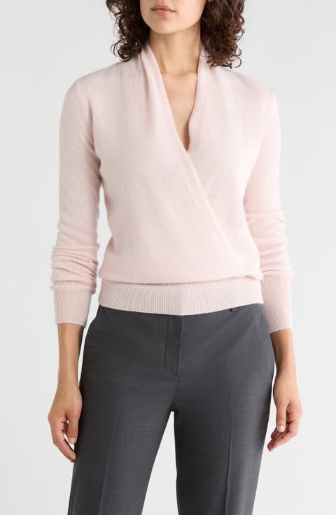 Cashmere Faux Wrap Sweater