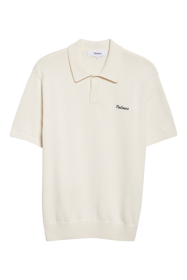 Embroidered Logo Organic Cotton Polo Sweater, Alternate, color, OFF-WHITE