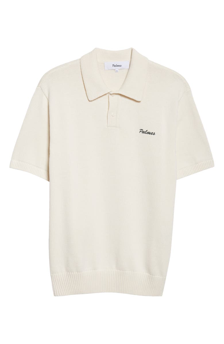 PALMES Embroidered Logo Organic Cotton Polo, Main, color, Off-White
