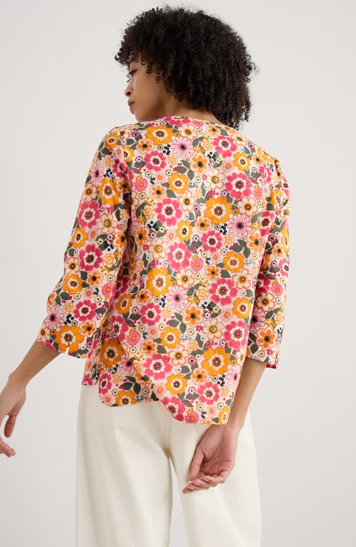 Seasalt Cornwall Watercolour Sketch Floral Print Woven Shirt In Pink