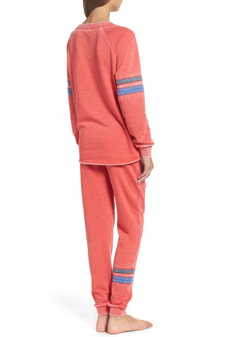 Lazy Day Sweatshirt, Alternate, color, RED BLOOM/ DARK NAVY/ BLUE