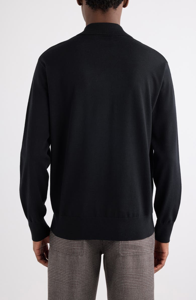 Dries Van Noten Muano Merino Wool Polo Sweater, Alternate, color, Black