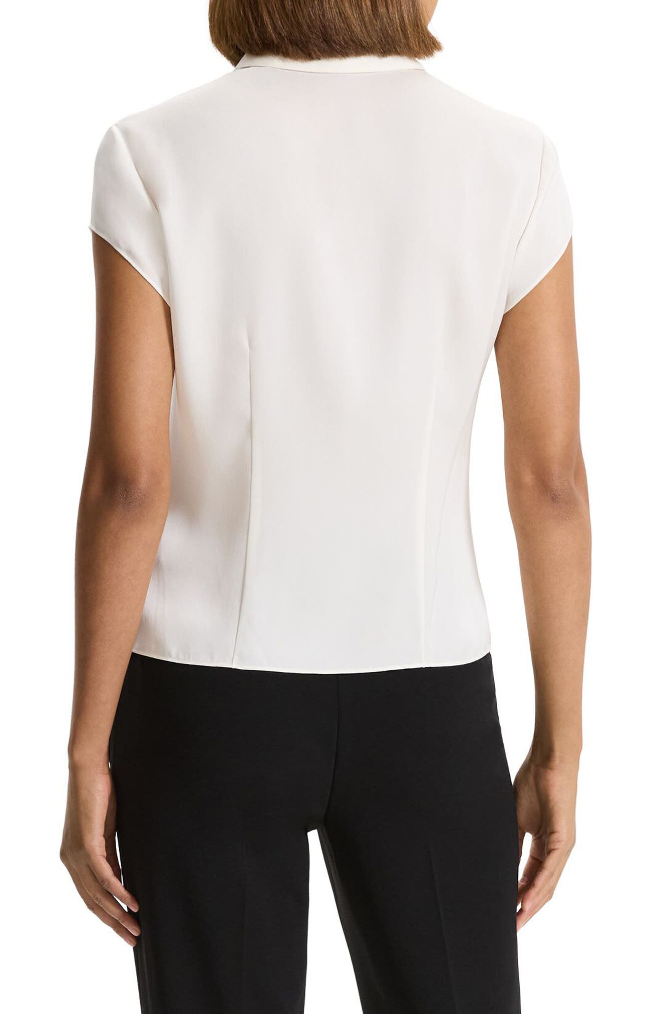 Cap Sleeve Silk Shirt - image 2