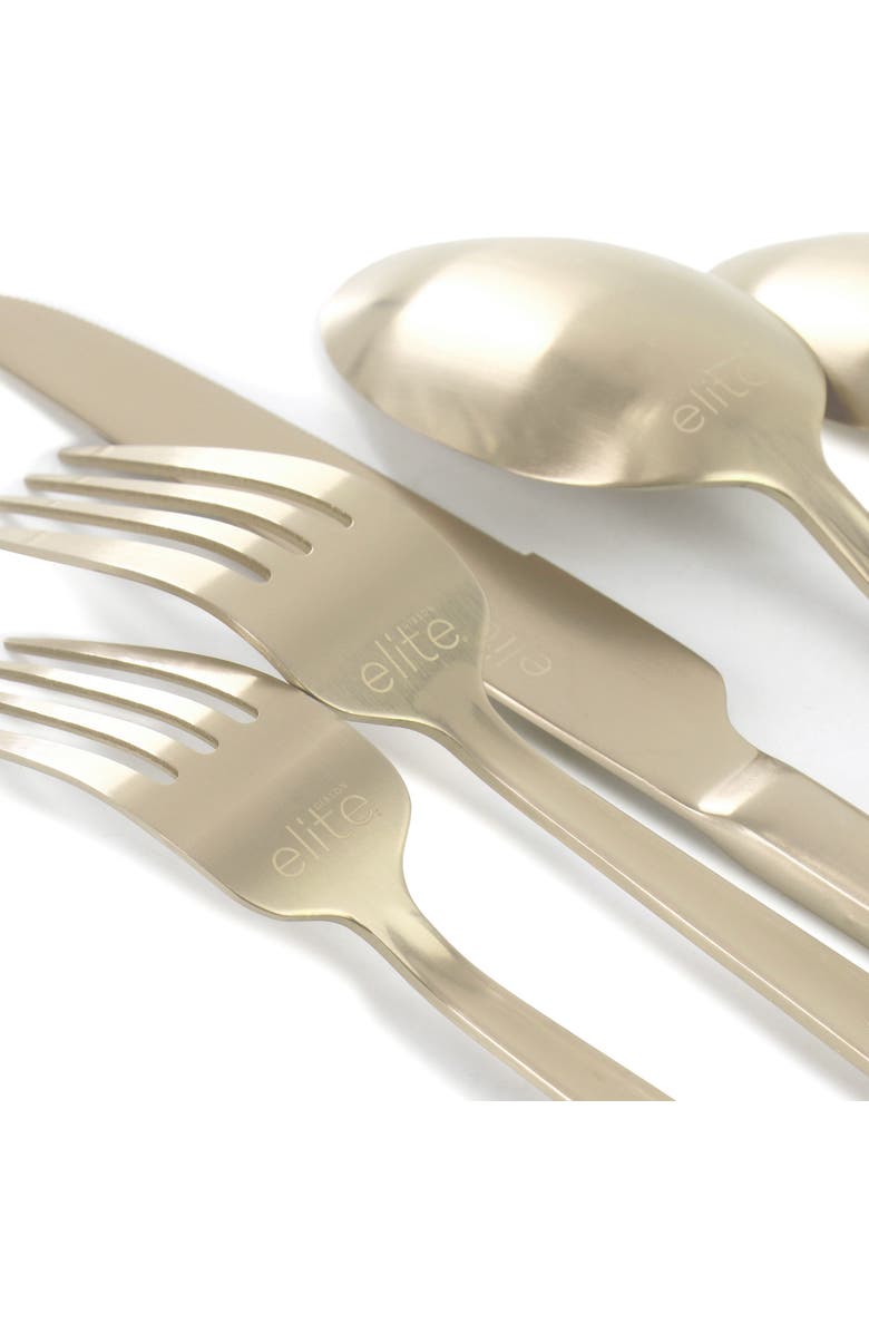 Gibson Elite Earlston 20 Piece Stainless Steel Flatware Set, Alternate, color, Metallic Gold