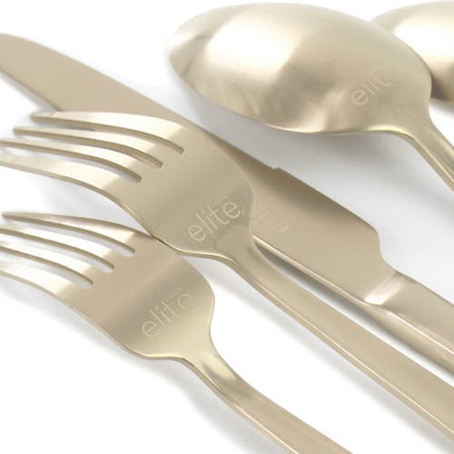 Gibson Elite Earlston 20 Piece Stainless Steel Flatware Set In Gold