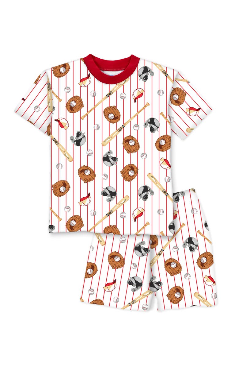 Sara’s Prints Loose Fit Classic Short Pajama 2-Piece Set, Main, color, Baseball Stripe