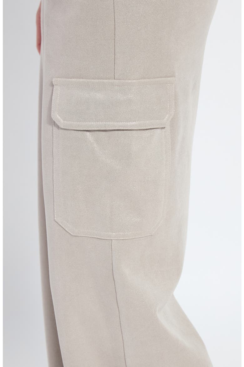 Metallic Faux Suede Cargo Pants, Alternate, color, LIQUID SOFT TAUPE