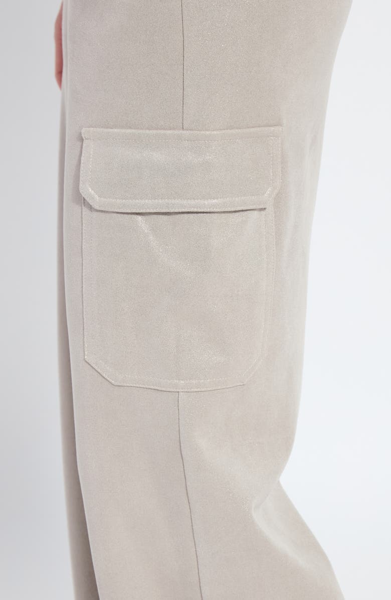 Lysse Metallic Faux Suede Cargo Pants, Alternate, color, Liquid Soft Taupe