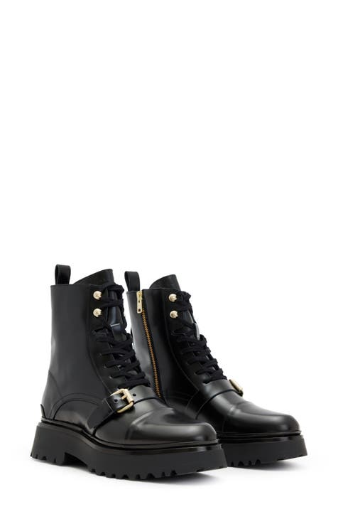 Flat black combat boots hotsell