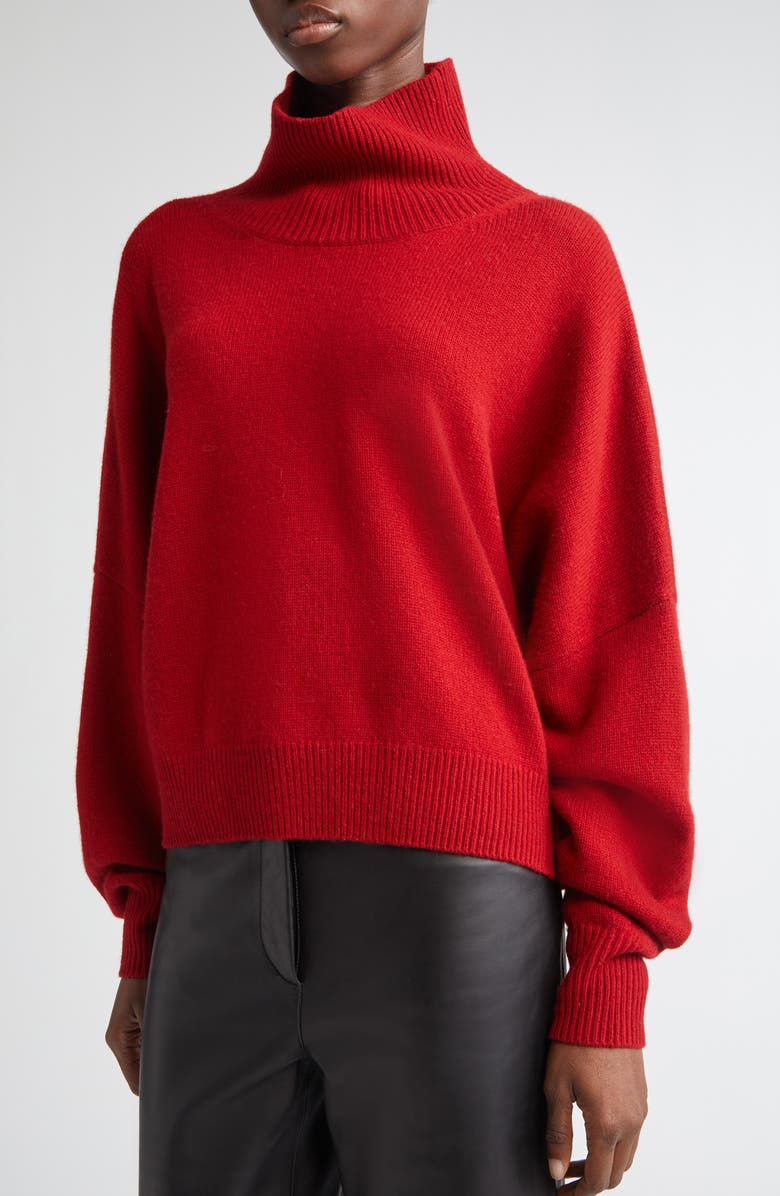 LOULOU DE SAISON Luke Stand Collar Wool & Cashmere Sweater, Alternate, color, Red