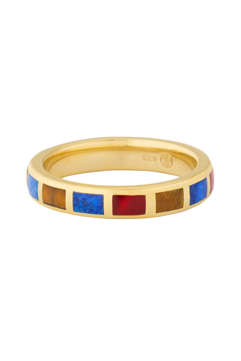 Dash Ring Set In Sterling With 18Kt Gold Overlay, Main, color, BlueLapis,TigersEye,Carnelian