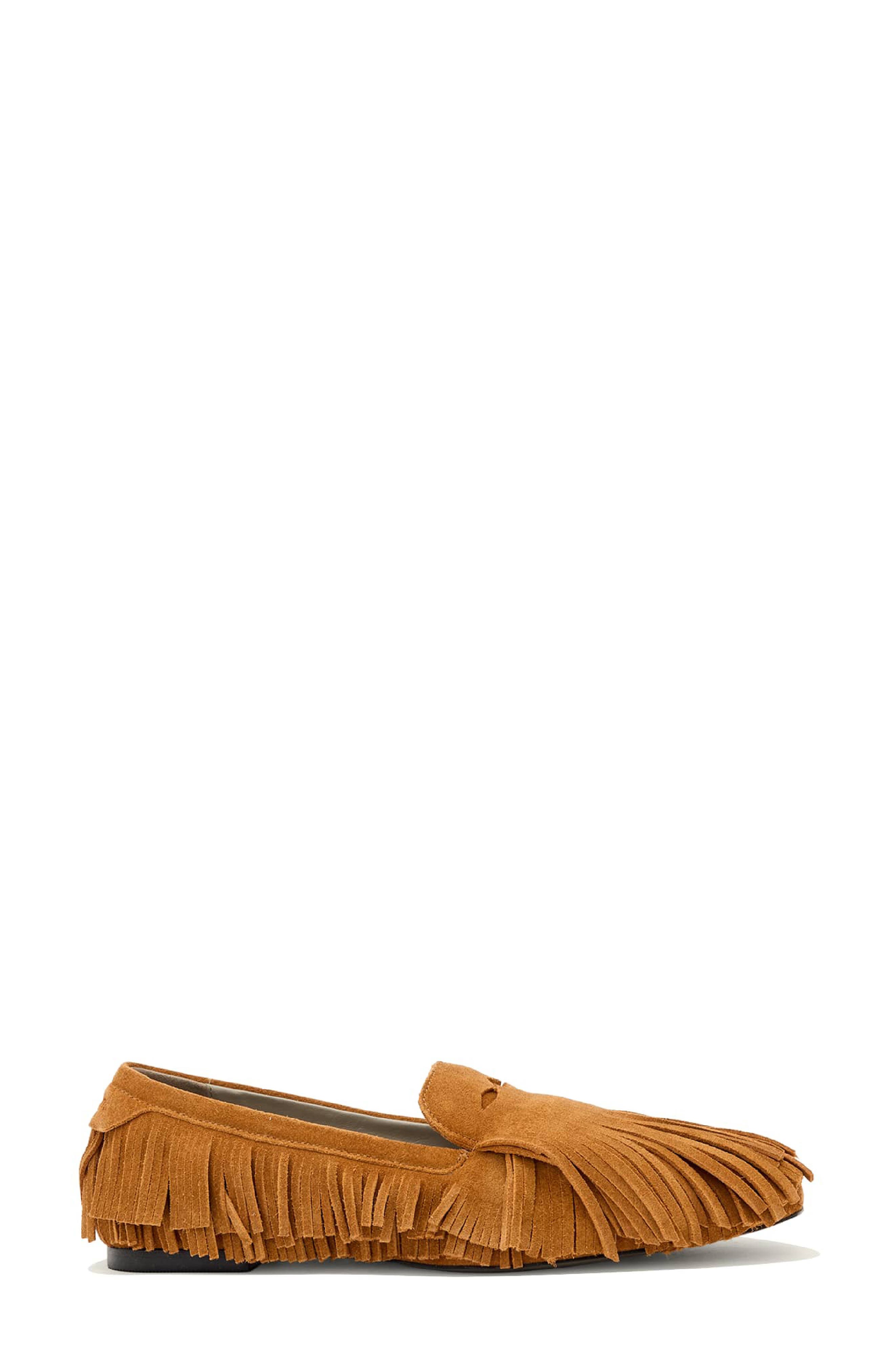 AllSaints Sandy Fringe Loafer, Alternate, color, Tan Brown