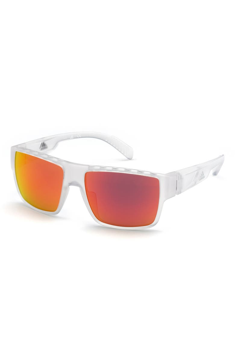 adidas 57mm Rectangular Sunglasses, Main, color, Whto/Brnmr