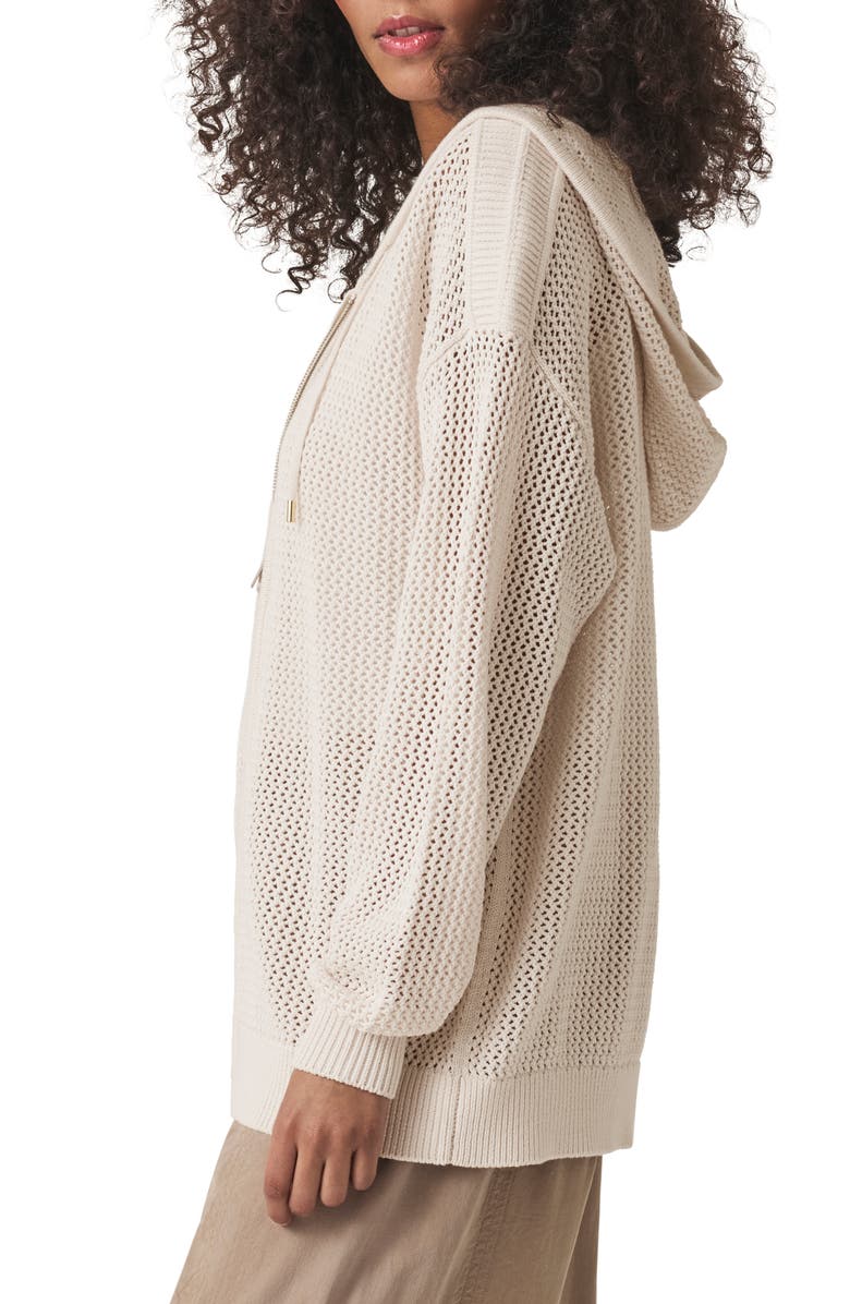 Splendid Nala Openwork Cotton Zip Hoodie, Alternate, color, Moonstone